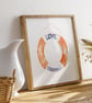 Love Cornwall Lifebuoy Ring A4 Art Print - Image 5