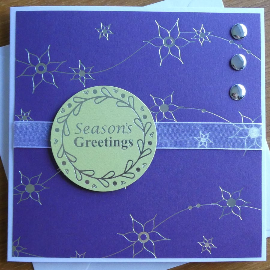 Christmas Card - Purple and Lime - Season's Greetings