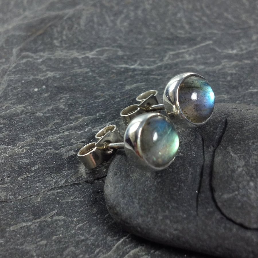      Labradorite stud earrings sterling silver , gemstone studs