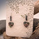 Heart shaped Abalone Shell and Sterling Silver earrings