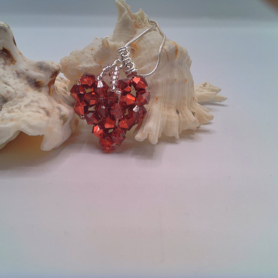 Birthstone Crystal Heart Pendant on a 925 Silver Chain, Custom Make, Necklace