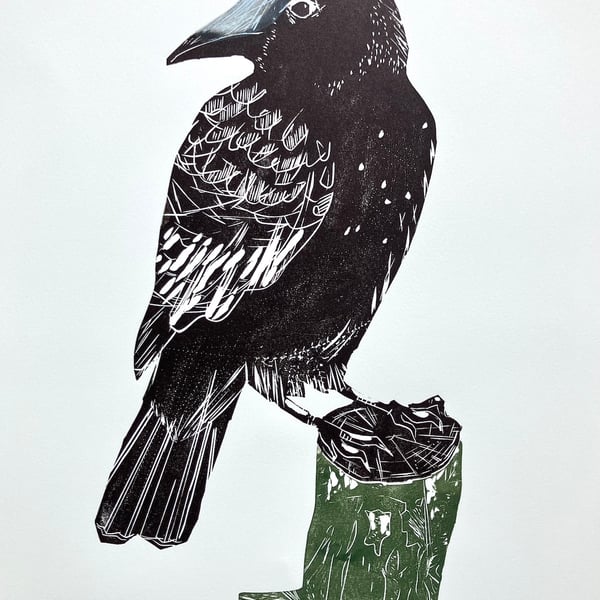 Black Crow - Lino Cut 