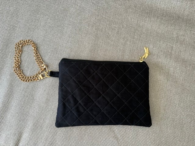 Black Silk style evening or prom bag with quilting detail