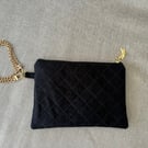 Black Silk style evening or prom bag with quilting detail