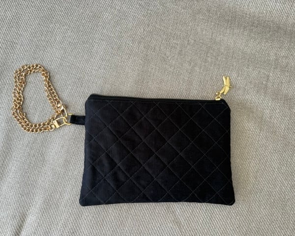 Black Silk style evening or prom bag with quilting detail