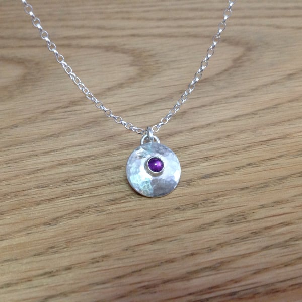 Amethyst Sterling and Fine silver dainty gemstone pendant necklace