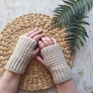 Crochet Wrist Warmers Fingerless Gloves Mitts Parchment