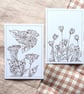 Original Unframed Sepia Ink Flower Painting A6 - Image 1