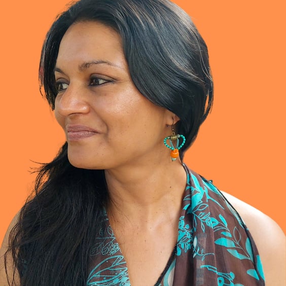 Turquoise and Orange Beaded Dangle Earrings