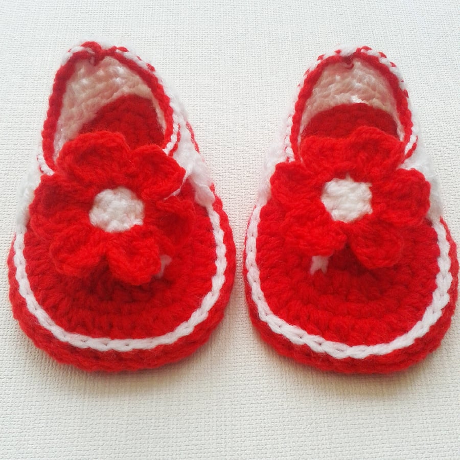 0-6 Months, Baby girl, red, white, flower, baby sandals, baby accessory, summer