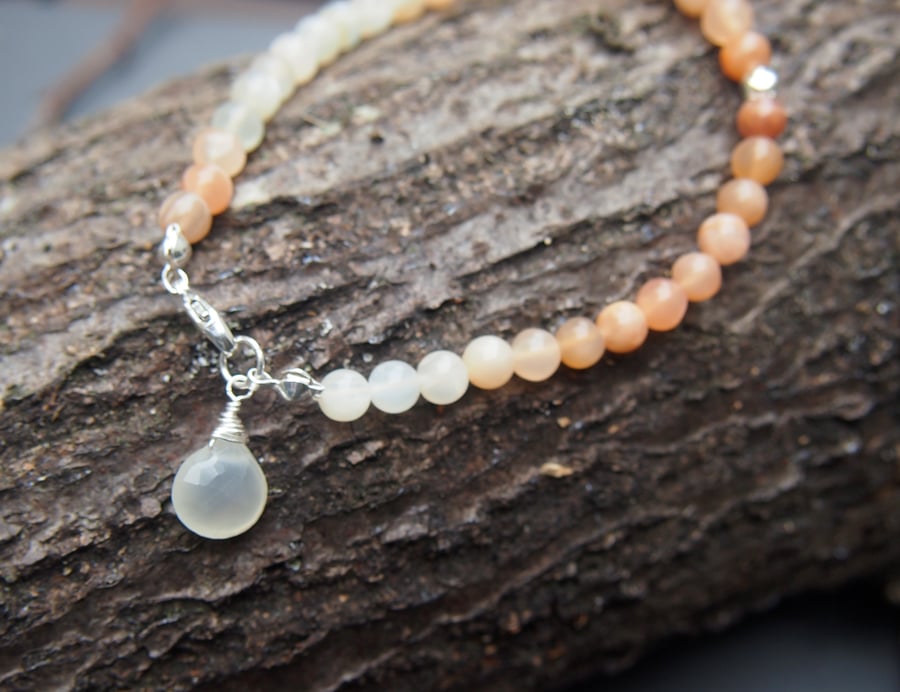 "Peaches and cream" moonstone bracelet