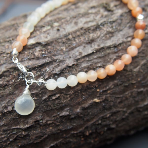 "Peaches and cream" moonstone bracelet