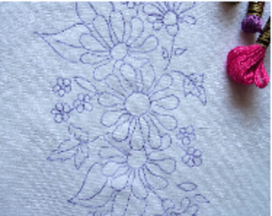 Ready to Embroider Pillow Case, Floral, Embroidery Design, Pattern