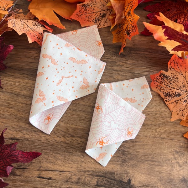 Fully Reversible Over the Collar Dog Bandana - Spider Webs and Bats