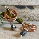 Dangly copper and agate hoops