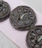 3 Medium Chunky Obsidian Cog Pattern Ceramic Buttons - Image 2