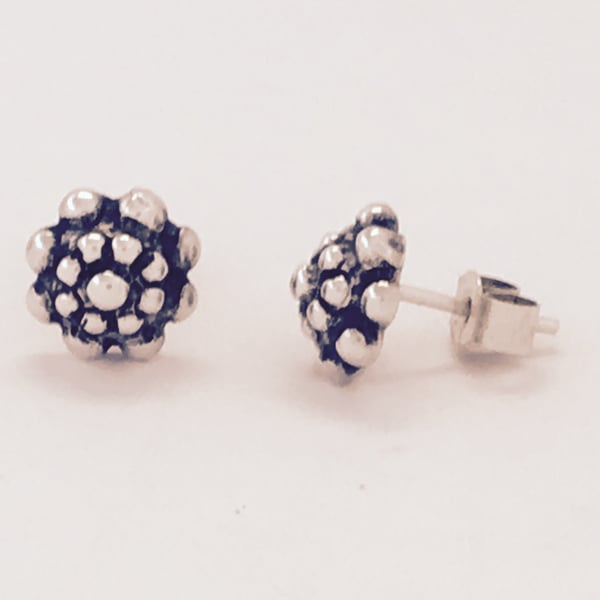 Silver and oxidised stud earrings