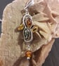 Three Colour Baltic Amber and Sterling Silver Necklace - Image 1