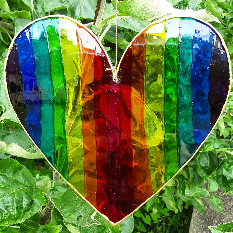 Rainbow Heart Suncatcher Window Hanging Decoration 