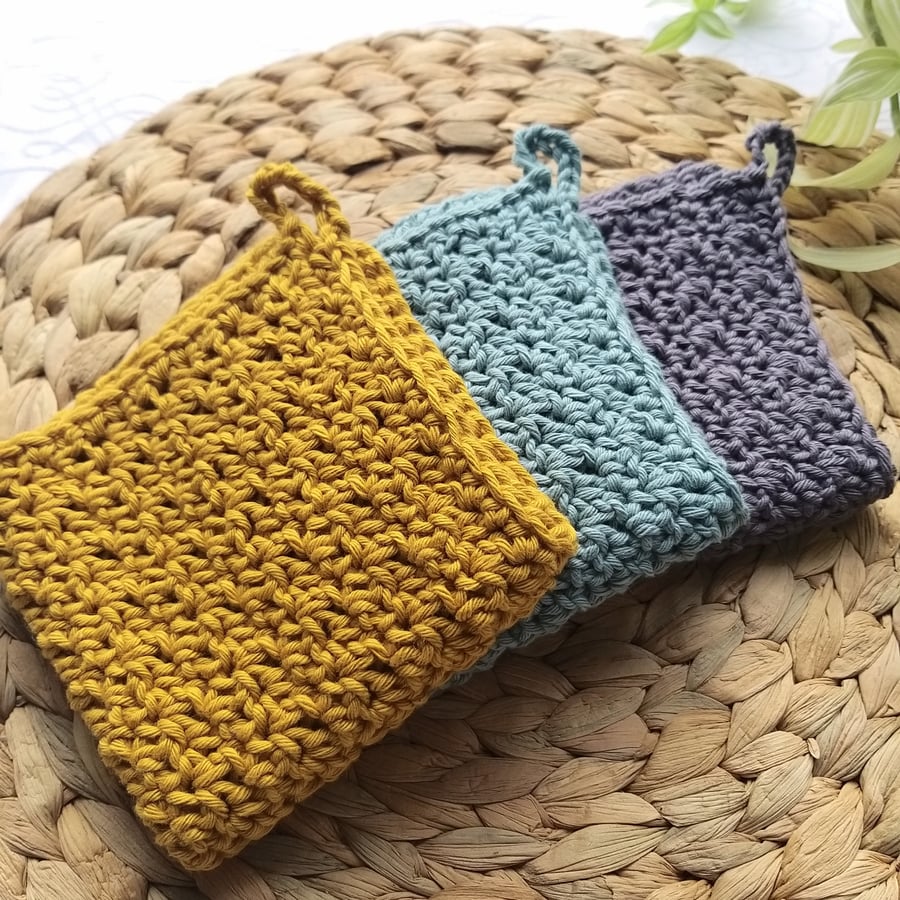 Crochet Cotton Wash Cloths Dish Cloths Free P&P