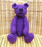 Handmade 8" Purple Teddy Bear Hand Knitted in 100% Wool