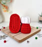 Newborn Crochet Christmas Baby Cardigan, Hat & Bootie Set - Red & White - Image 3