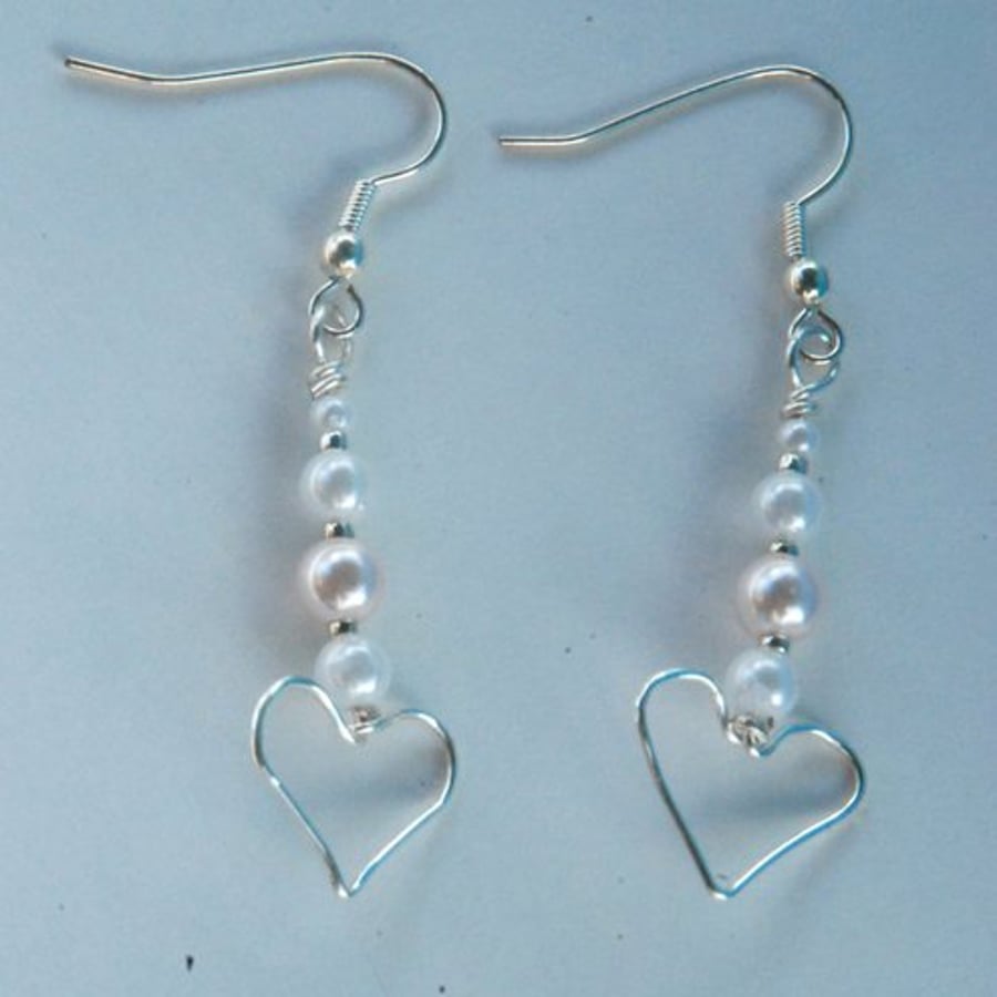 Pearl and Heart Earrings