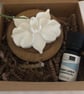 Aromastone diffuser on bamboo coaster with fragrance oil choice