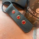 Keyring Italian leather and sparkly red crystals