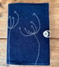 Notebook & Journal Cover in Dark Blue Vintage Welsh with Stitched Cowslip design - Image 3