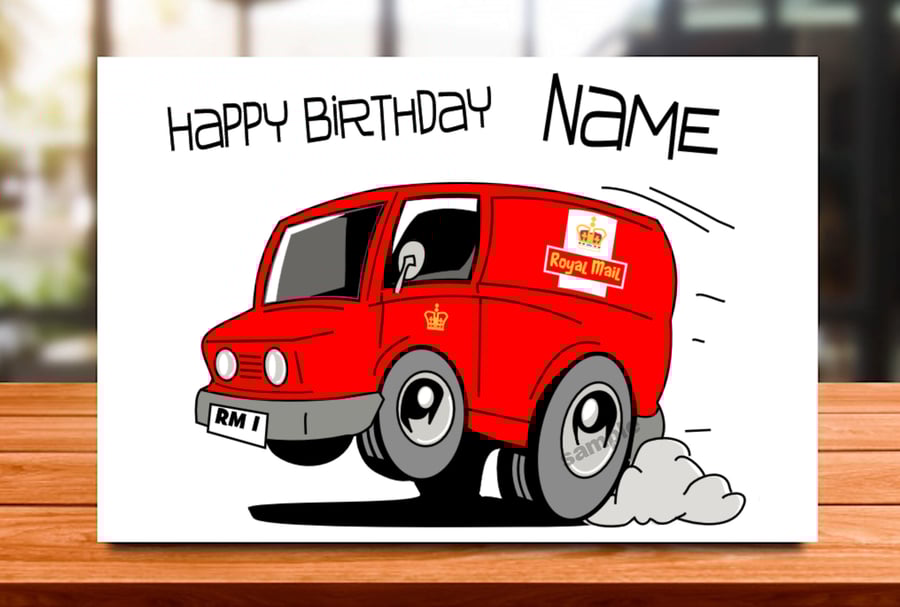 Personalised Postman Birthday Card, Royal Mail, work colleage, mum, dad, grandad