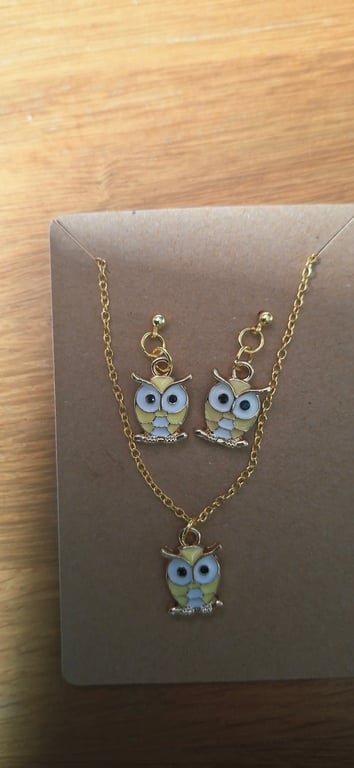 Owl earring and necklace set