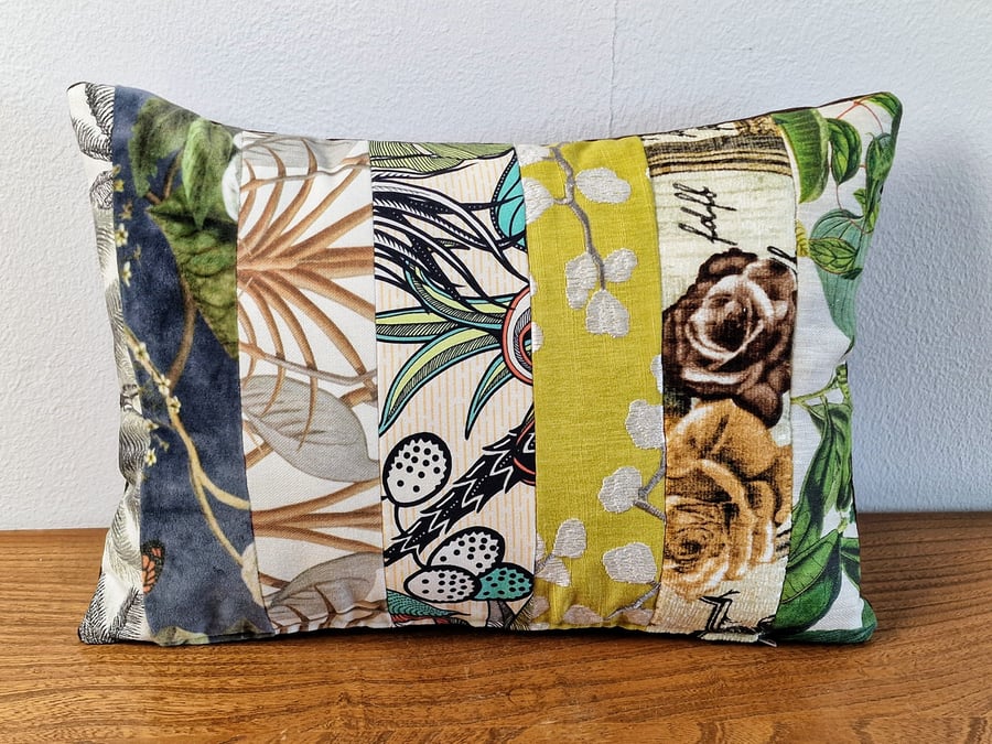 Handmade 40cm x 28cm patchwork cushion cover 