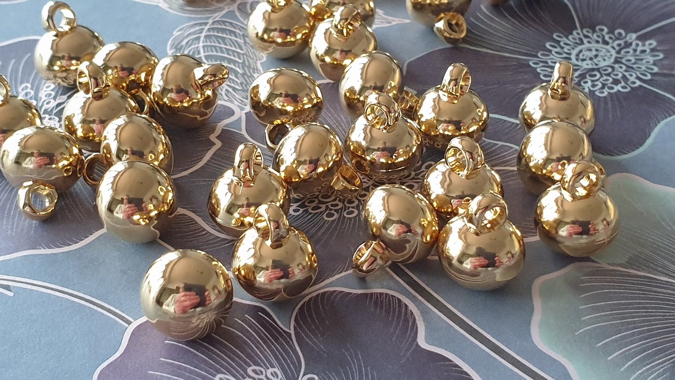 3 8" 10mm 16L plain Gold ball Buttons BRIDAL