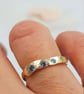 Golden Fusion Hammered Silver Ring with Cubic Zirconia - Size L - Image 10