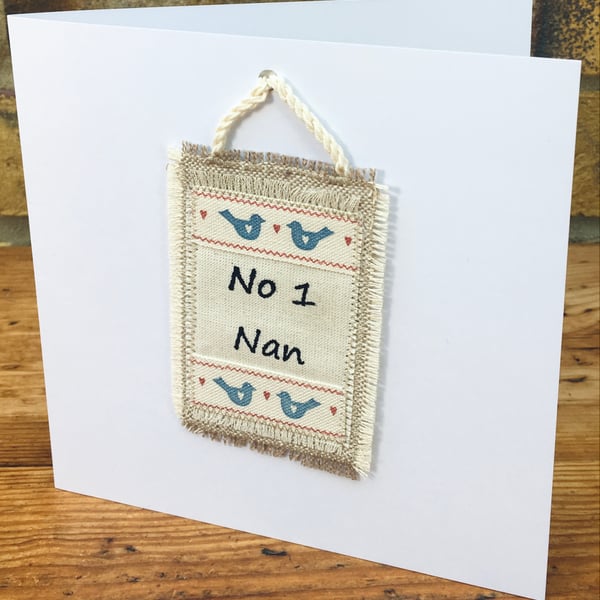 Nan birthday card & keepsake mini hanging gift, Number 1 Nan card