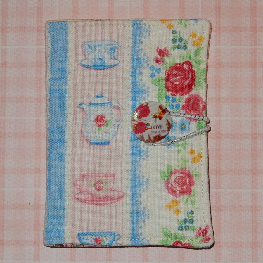 Tea bag wallet - pretty flowers and china