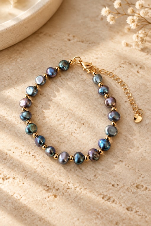 Irregular Peacock Pearl Beaded Bracelet