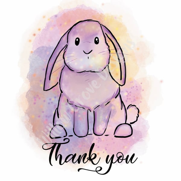 Thank you watercolour bunny rabbit card