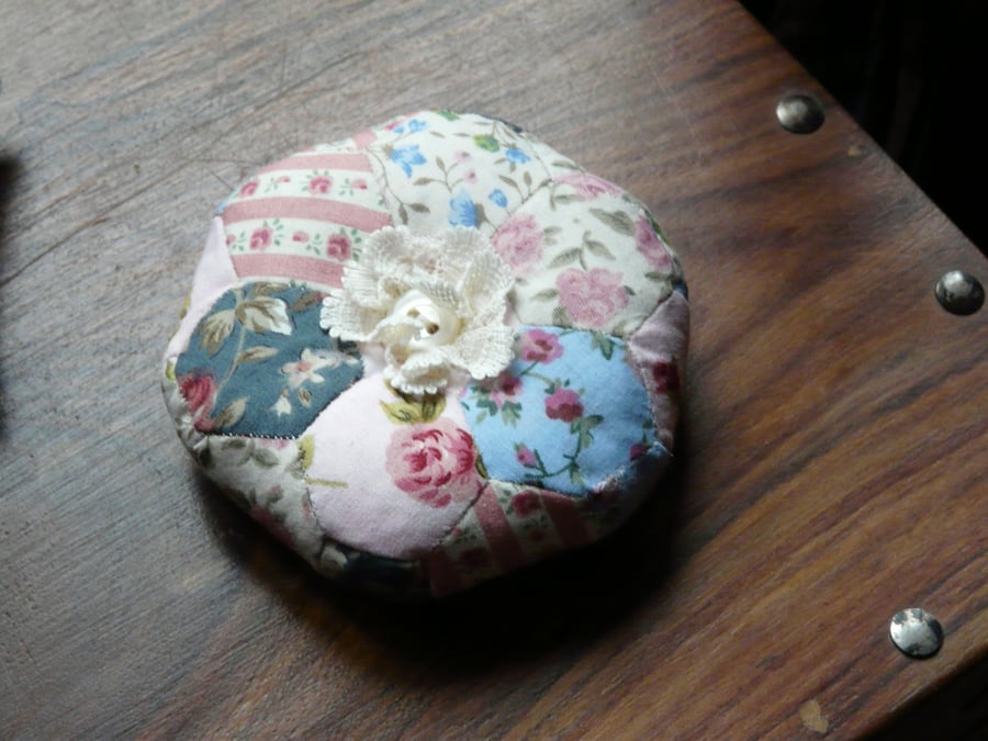 Handsewn patchwork pincushion