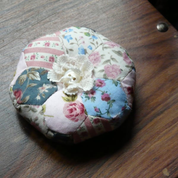 Handsewn patchwork pincushion