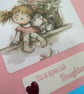 Birthday card for a special daughter.  Cute girl sat with her cat and flowers  - Image 6