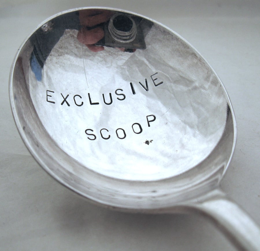 Exclusive Scoop spoon, handstamped vintage soup spoon