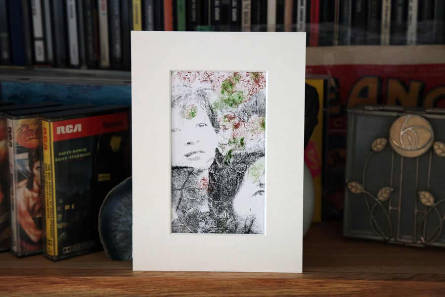 Small Art Gel Plate Print One of a kind Mounted