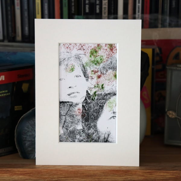 Small Art Gel Plate Print One of a kind Mounted