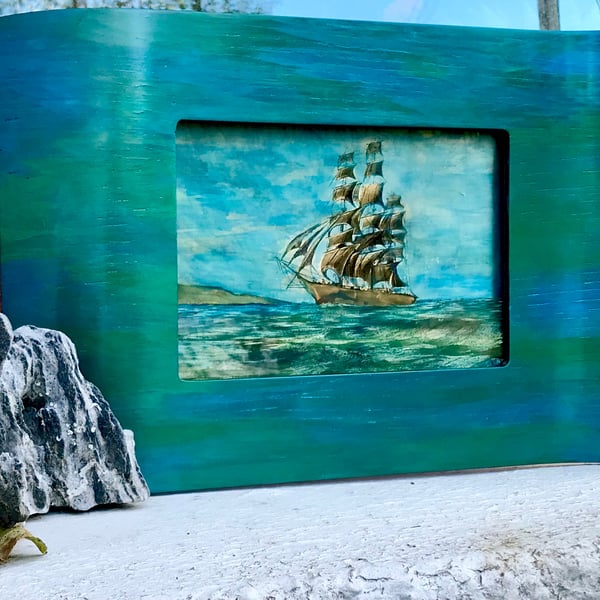 The Golden Voyage Presented in an upcycled ornate wooden frame by MonoUrban