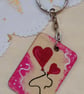 Wooden rectangular balloon hearts keyring  - Image 2