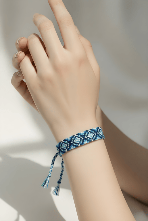 Handwoven Friendship Bracelet – Adjustable Geometric Cotton Wristband 