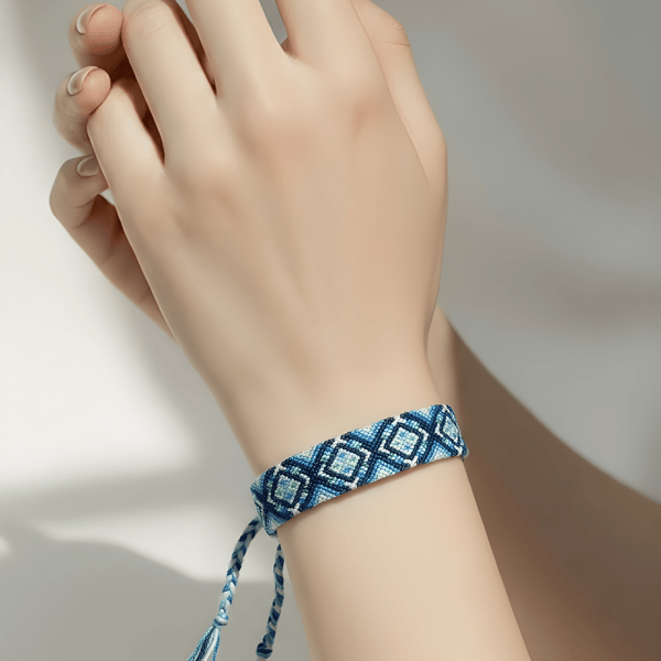 Handwoven Friendship Bracelet – Adjustable Geometric Cotton Wristband 