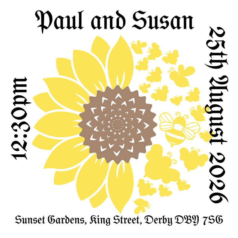 Sunflower Wedding Invitation, RSVP & Details Set with Handmade Envelopes